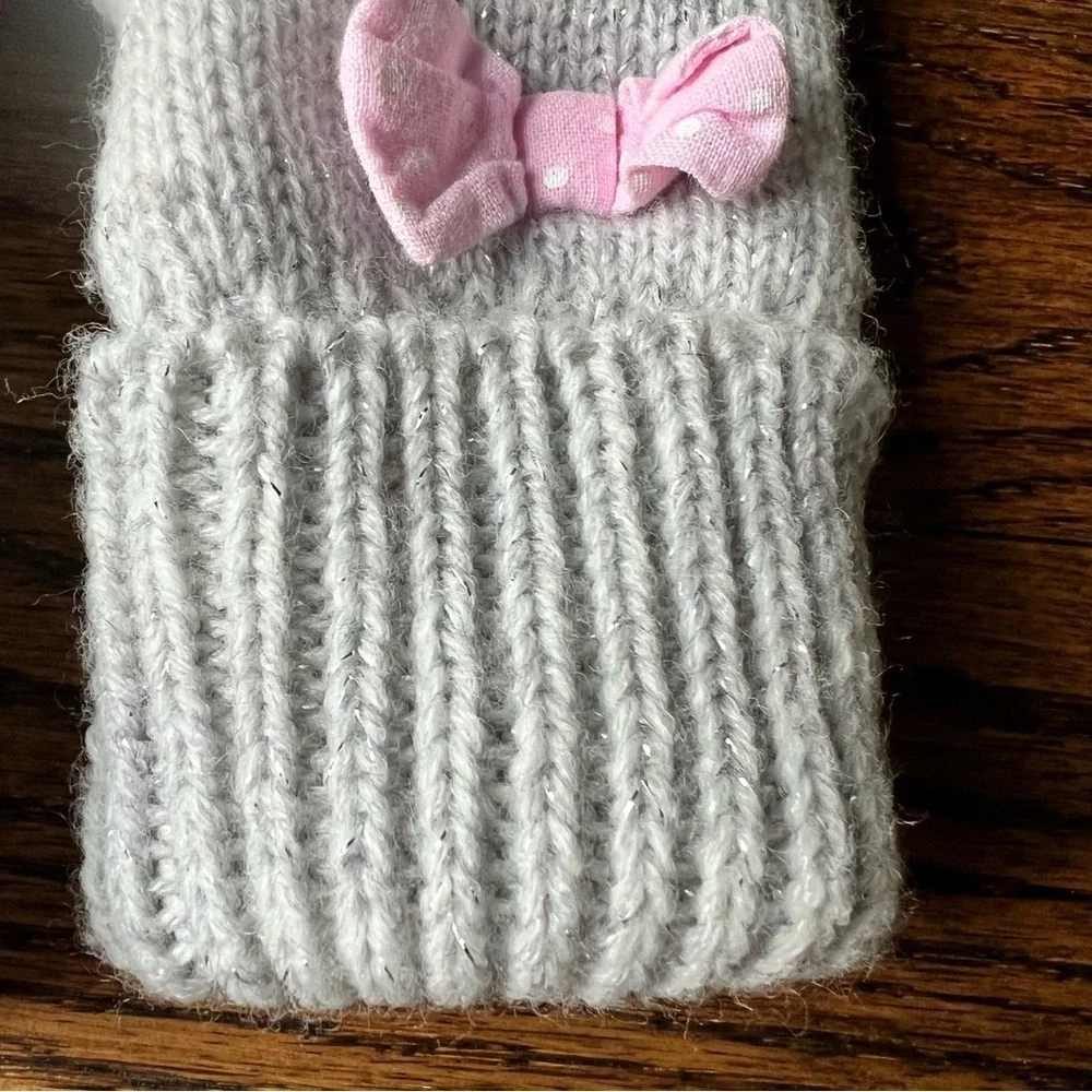 🍭6/$30 H&M Gray and pink bow fleece lined girl’s mittens - 1-2 years